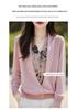 Women's Autumn Patchwork Knit Wool Cardigan - V-Neck Sweater Coat