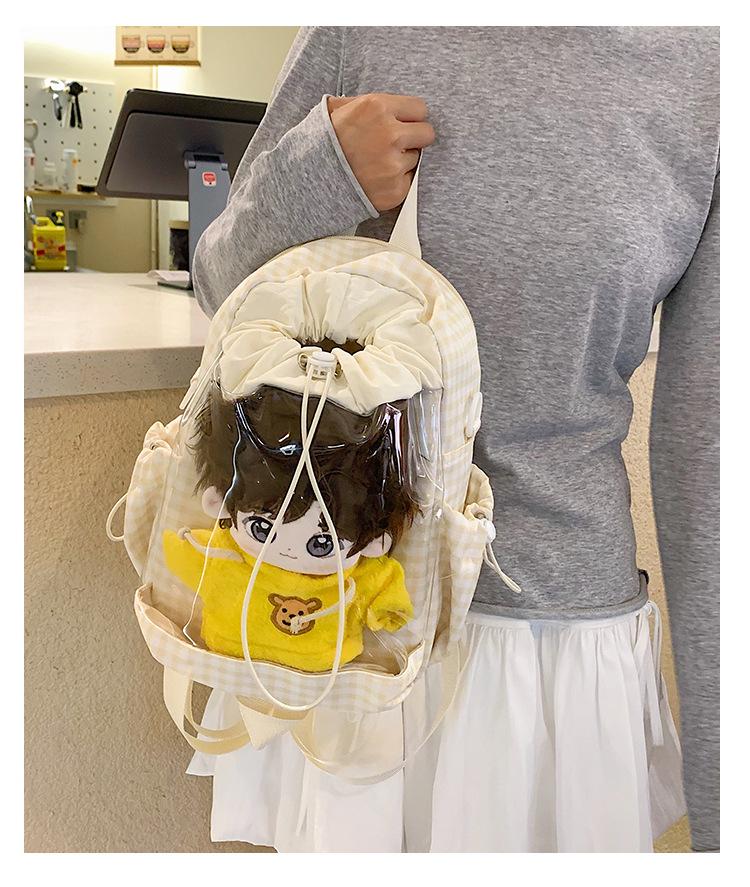 Japanese & Korean Jelly Versatile Plaid Double Shoulder Bag - Large Capacity for Students & Outdoor Use