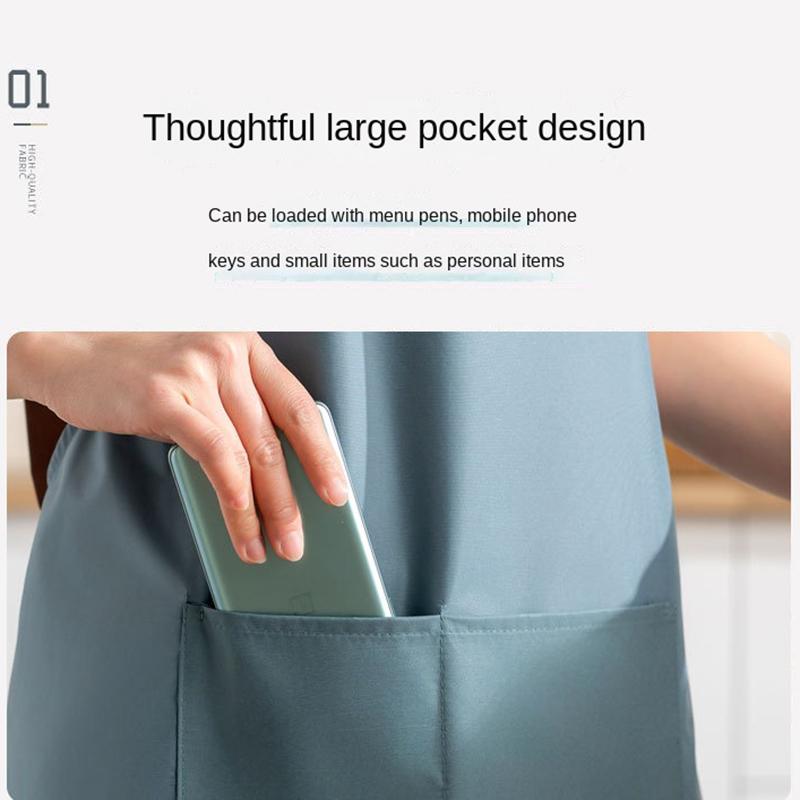 Waterproof Oilproof Kitchen Apron With Convenient Pocket, Chef Cooking Work Apron for Men Women, Barista Manicurist Waiter Uniform