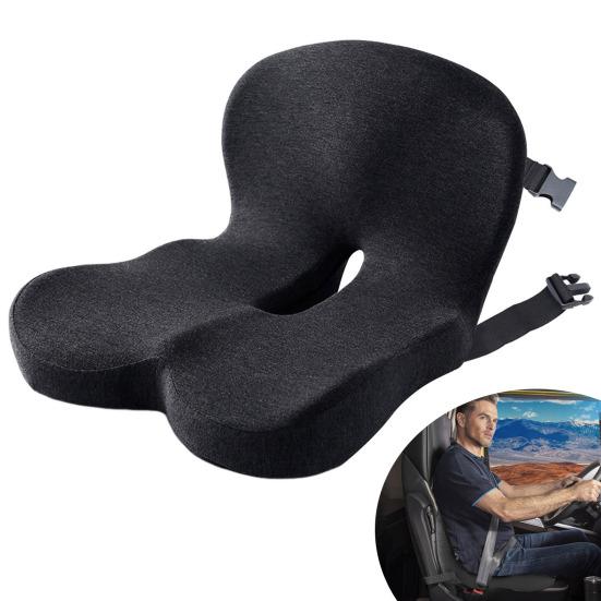 Yousheng Truck Driver Seat Cushion Memory Foam Back Cushion with Adjustable Strap Ergonomic Lumbar Support Cushion for Sciatica Relief Long Drives