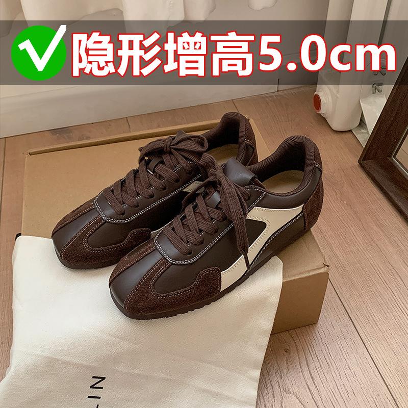 Sheepskin version~ 5CM inner height increase ballet training shoes women's 2025 autumn new Maillard lace-up casual Forrest Gump shoes