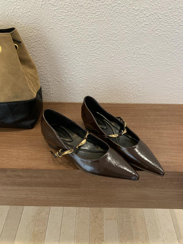 2025 nové podzimní lodičky s špičkou, dámské se skrytým zvýšením výšky o 5 cm, neunavují nohy, francouzské retro Mary Jane malé kožené boty