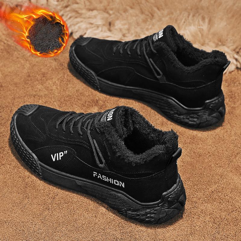 Мужские плюшевые теплые и модные высокие рабочие ботинки — фото 3