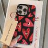 Vintage Red Eyes Heart Lichee Pattern Phone Case for iPhone 11 12 13 14 15 16 17 Pro Max X XS XR 16E Plus 17Air Shockproof Cover