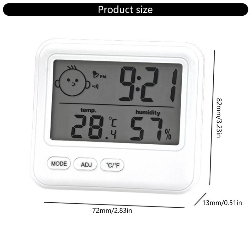 Digital Hygrometer Guage with Temperature and Humidity and Colck with Large Screen and Smile Feedback for Home Use