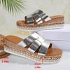 Fashion Fashion Slippers Vintage Buckle Square Toe Slippers Women Shoes Platform Sandals Lady Summer Wear-Resistant Wedge Slides Female
