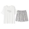 Pajamas women's summer cotton comfortable short-sleeved shorts simple white printing Korean outer wear women's loungewear set