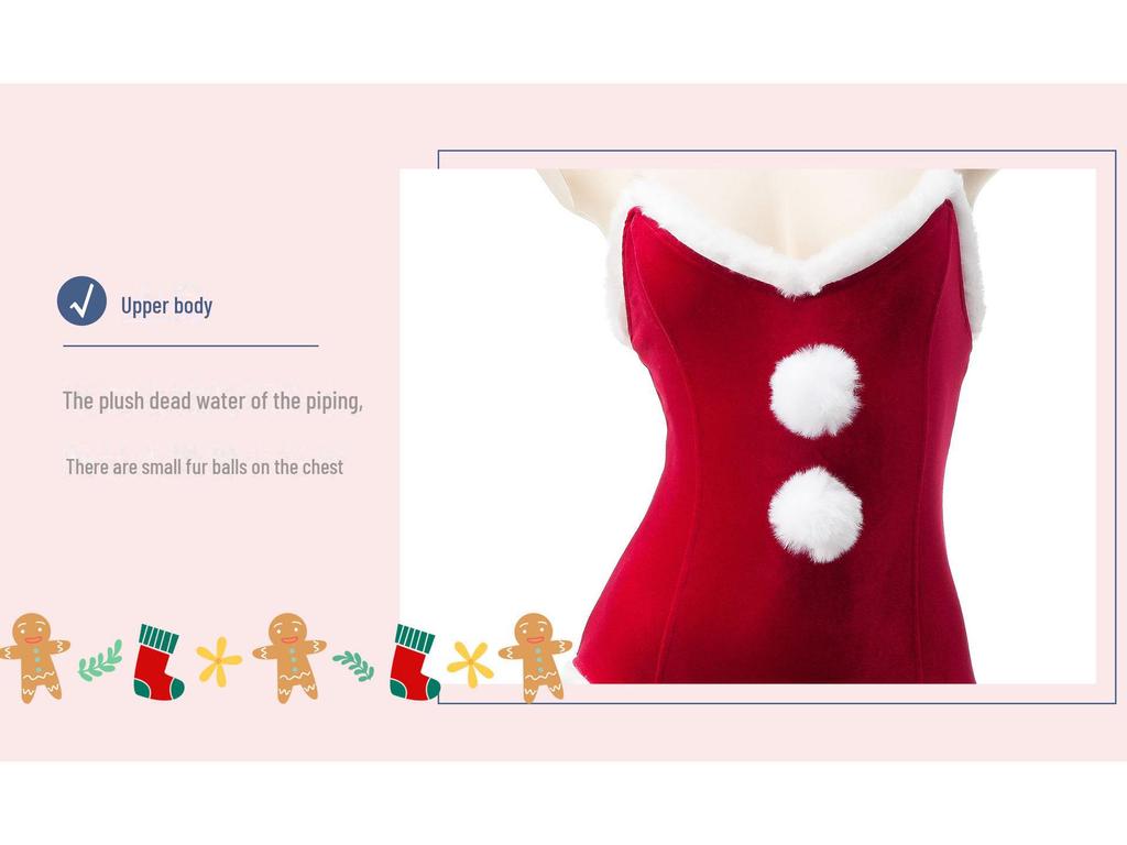 Festive Little Red Riding Hood Plush Jumpsuit - Sexy Christmas Gift Set C1034
