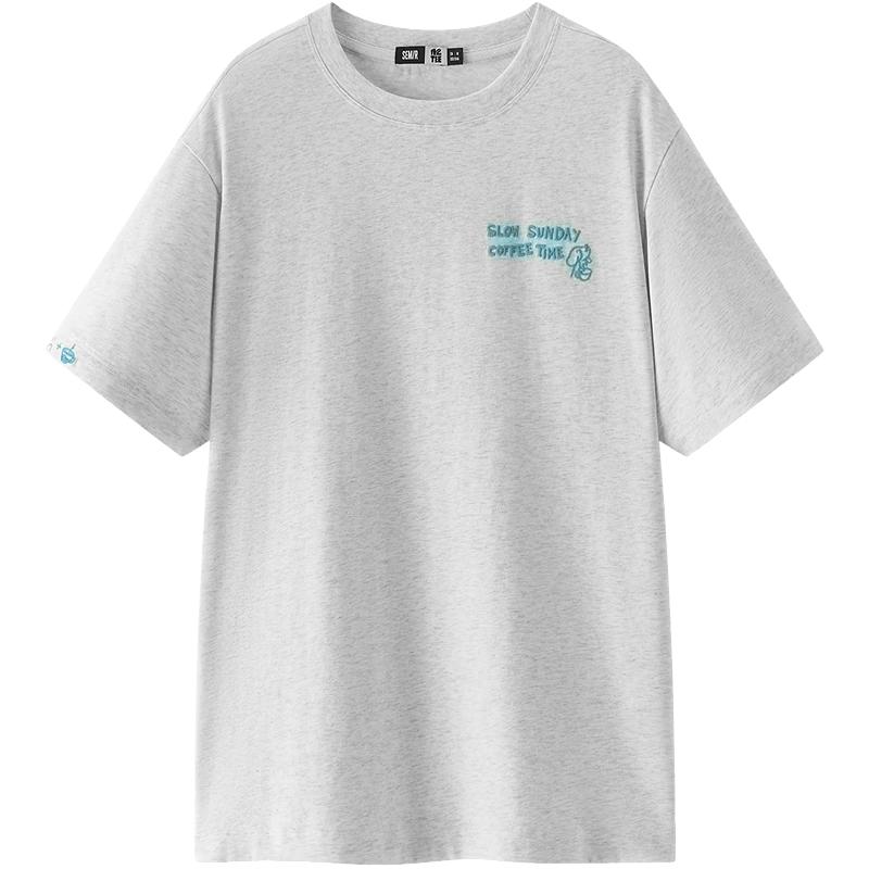 Semir Women s Loose Fit Embroidered Letter Print Short Sleeve T-Shirt S