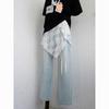 Gonna Irregolare in Pizzo Temperamento Garza Design con Bretelle Gonna Grembiule Trasfrontaliera