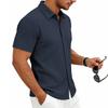 Men's Casual Shirts Textured Short Sleeve Button Down Shirt Summer Loose Fit Knit Tops for Men