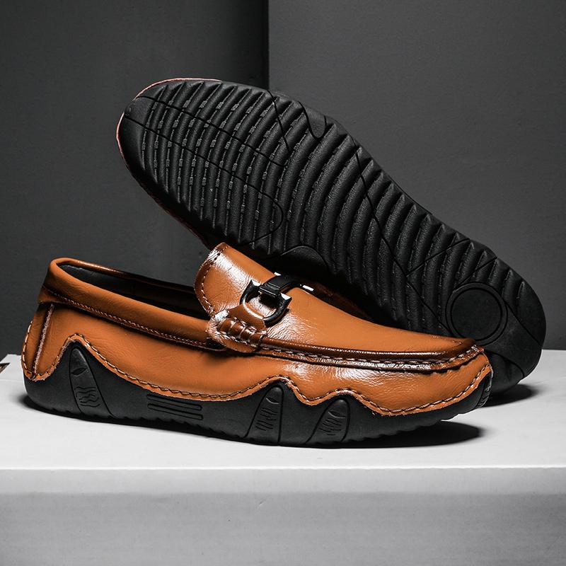 Men’s Moccasins White Loafer Brown Driving Shoes Flats Bussiness Shoes Slip-ons Plus Size Shoes
