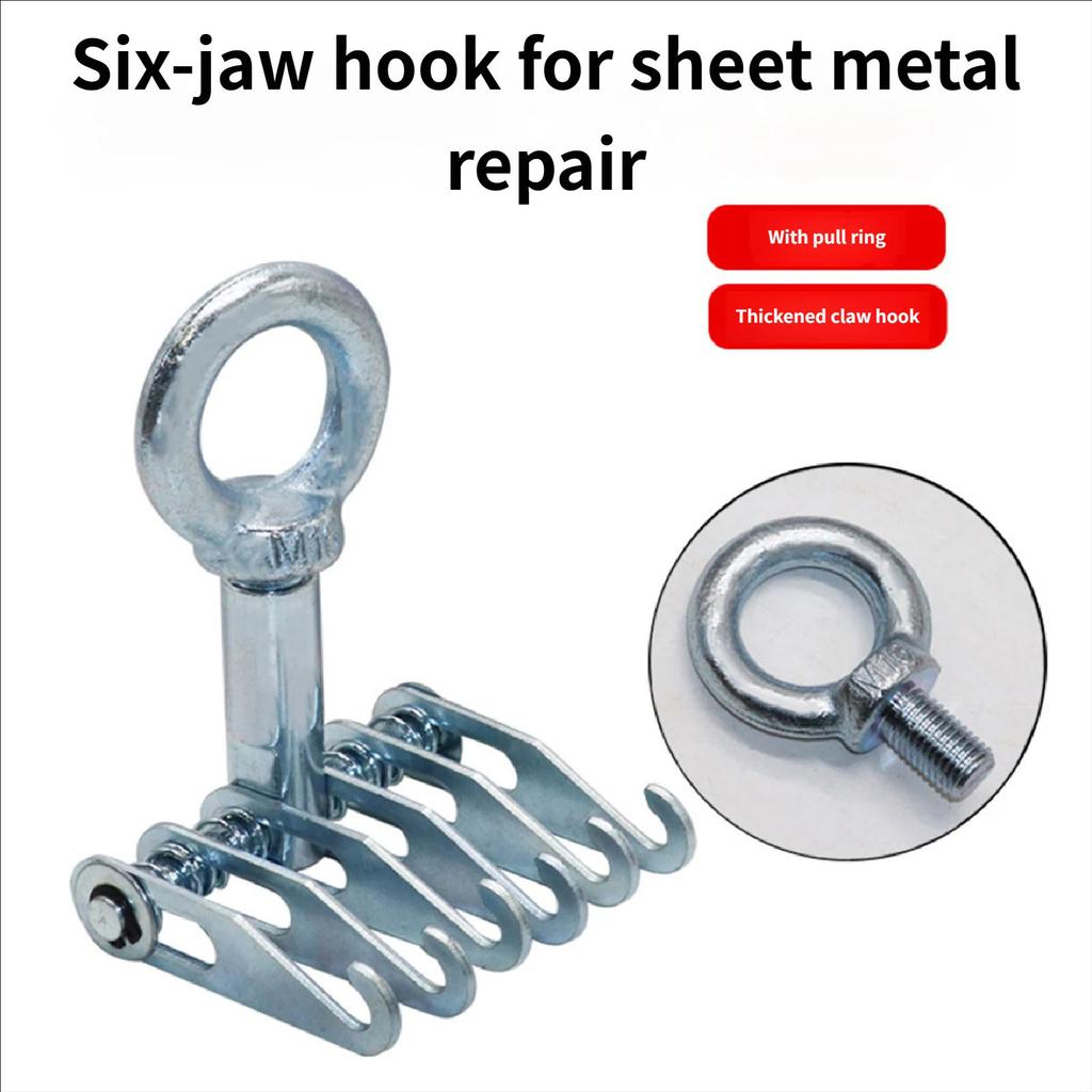 6 Finger Claws Hook Auto Body Repair Tool with Lifting Rings Car Body Dent Puller Claws Hook for Dent Removal Puller Tool