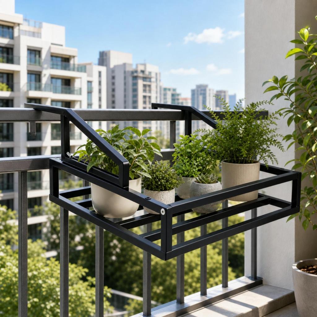 Balcony Drainage Rack WallMounted Hanging with Guard Rails SpaceSaving Railing Organizer for