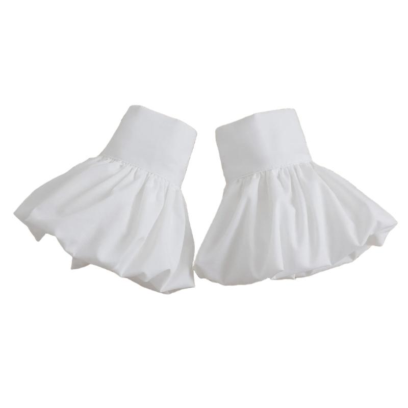 Ruffled Lace Faux Sleeves Girl Decorative Sleeves Elegant Detachable Wrist Cuffs