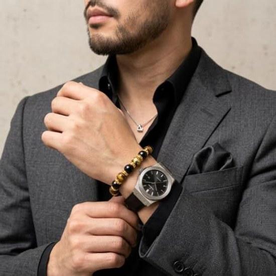 Four Guardian Beasts Bracelet Tigers Eye Gold Engraving 12mm Black Onyx Natural Stone Power that enhances work luck success Want enhance overall life