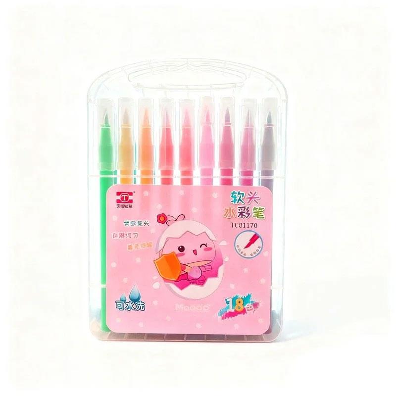 

18 цветов смываемые акварельные ручки канцелярские акварельные ручки с мягким наконечником художественные маркеры для рисования акварельные ручки школьные принадлежности