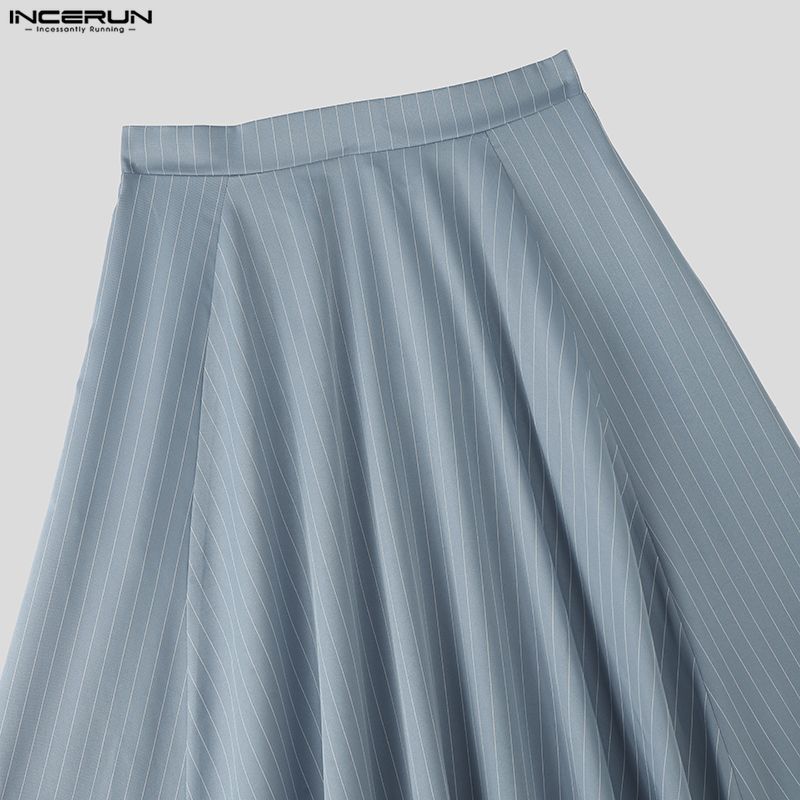 INCERUN Vintage Men Elastic Waist Gothic Striped Casual Baggy Drop-crotch Pants