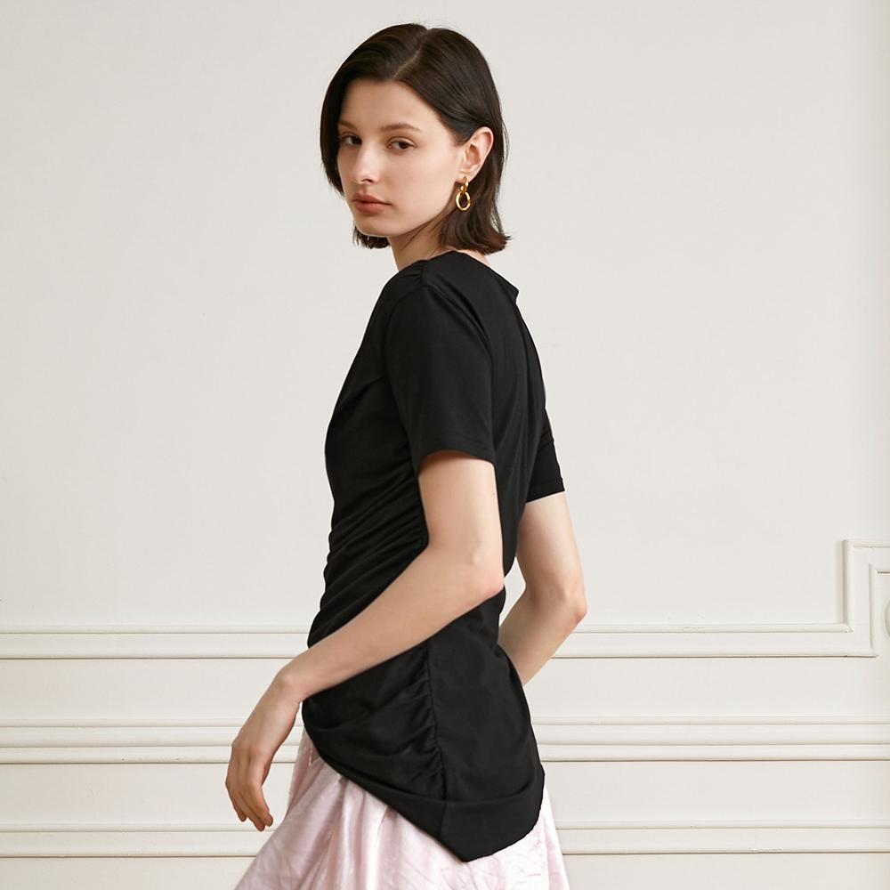 Waiwaiaiem Yy_Asymmetric Fitted Top_Black