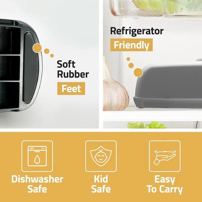 Butter Dish with Lid and Knife, Magnetic Butter Saver, Easy To Scoop, No Mess Lid, Plastic Butter Box, Dishwasher Safe