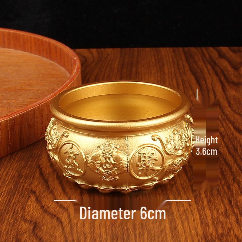 

Орнамент «Горшок богатства» из цельной латуни с маленькими золотыми слитками