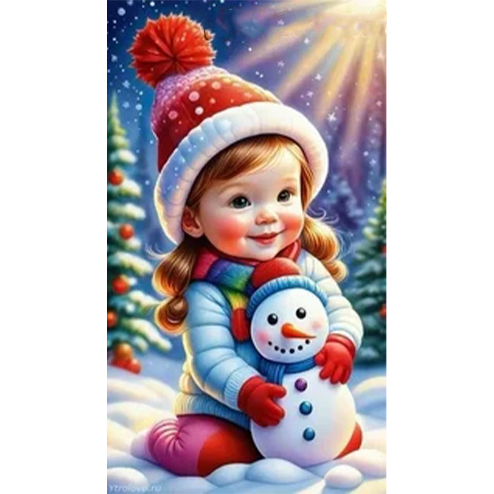 

Мультфильм Рождество Маленькая девочка Полная 5D Алмазная Картина Мозаика Вышивка Ручная Вышивка Крестом Украшение Дома Подарок Full Round 20x40CM