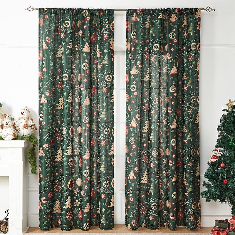 Americké vánoční zatemňovací závěsy: Slavnostní potištěná látka pro domácí dekoraci