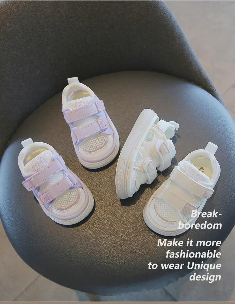 Summer 2023 Girls' Closed-Toe Sandals: Soft, Breathable, Mesh Beach Shoes for Toddlers (Ages 1-4)