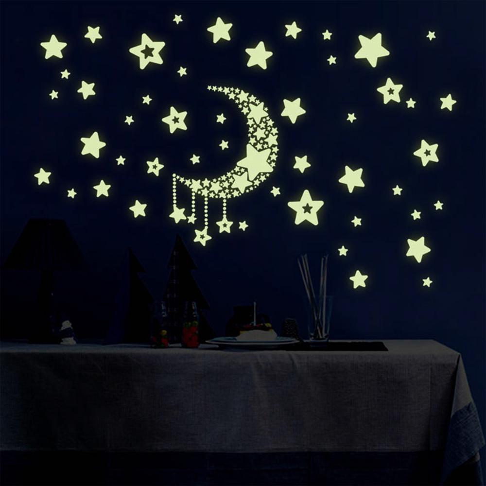 Night Starry Sky Moon Stars DIY Glow In The Dark Luminous Stickers Kids Room Wall Decor Decals for Kids Baby S Bedroom