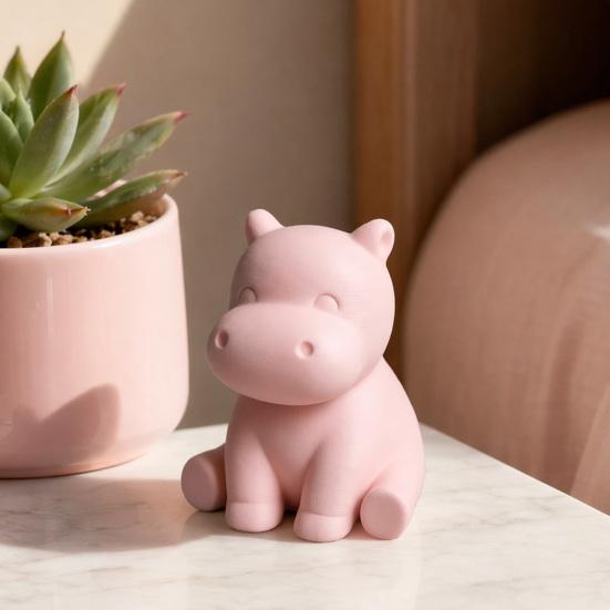 Dashboard Ornament Auto 3D Geprinte Nijlpaard Beeldjes, Minimalistisch Roze Bureau met Beeldje Decoratie Antislip Verzwaarde Basis, Schattige Interieur Decoratie,