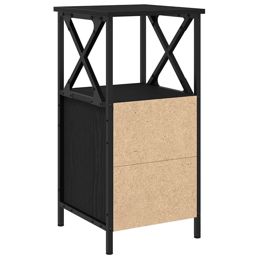 Nightstand Black Oak Look 34 x 35.5 x 70 cm Engineered Wood