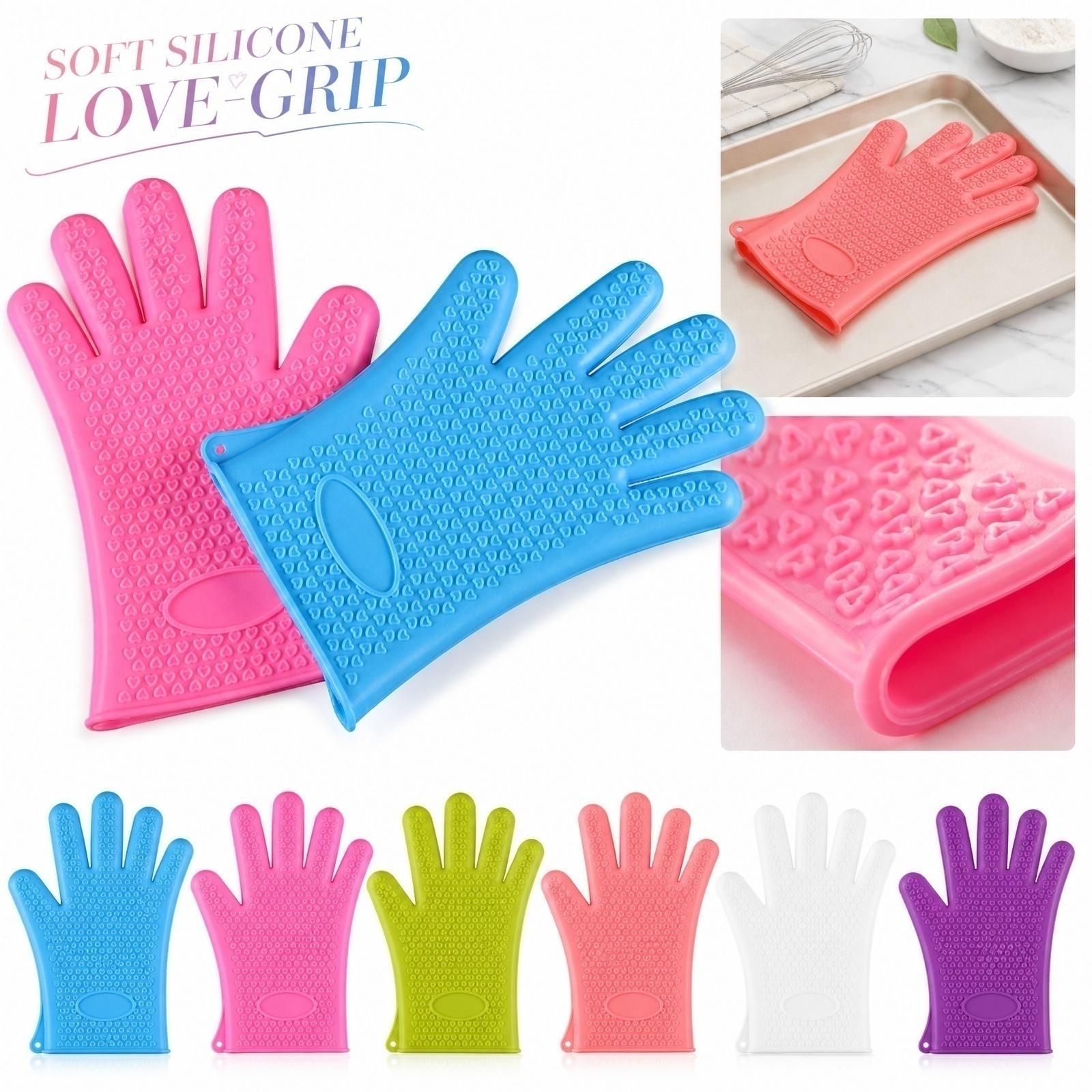 Heat Resistant Silicone Gloves for Cooking and Baking Oven Gloves Non Slip Kitchen Gloves for Barbecue Grill Microwave Dishwasher Safe one size