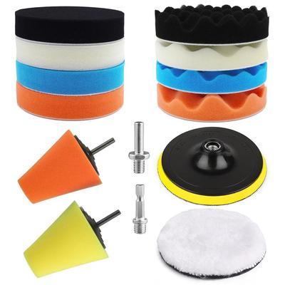 14 Részes 125 mm-es Hab Polírozó Párna Készlet Tartólemezzel és Gyapjú Párnával RO/DA/GA Autópolírozáshoz
