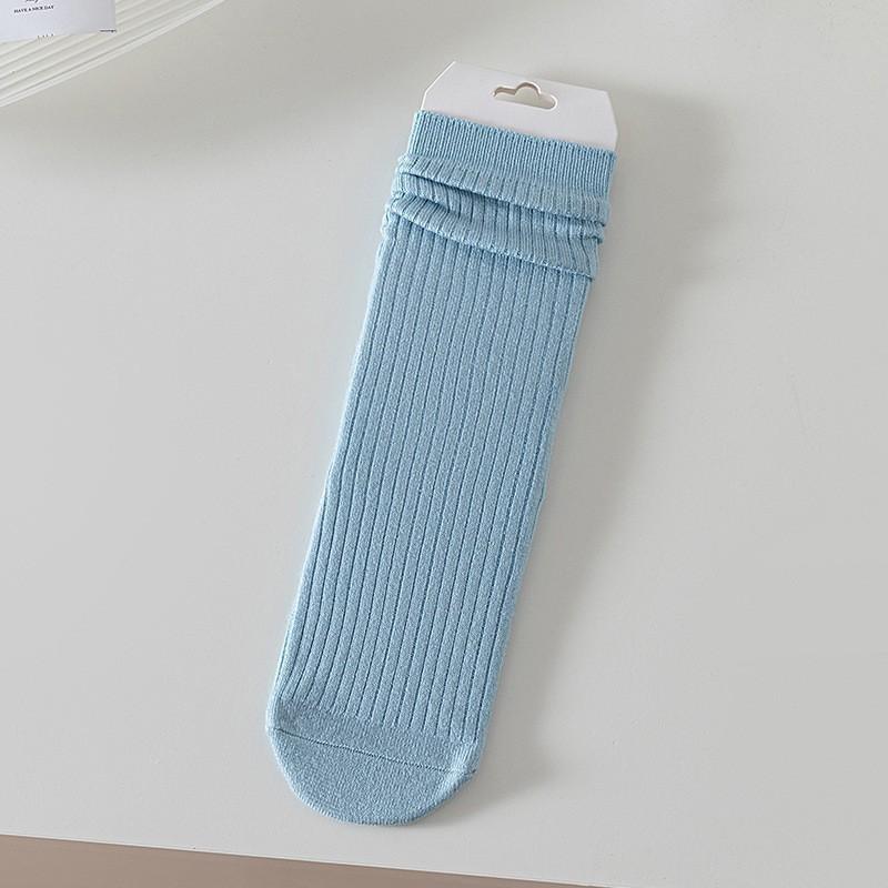 Wool Socks Children'S Stacking Socks Season Thickened Warm Solid Color Retro Versatile Sweat-Absorbing Deodorant Medium Tube Socks