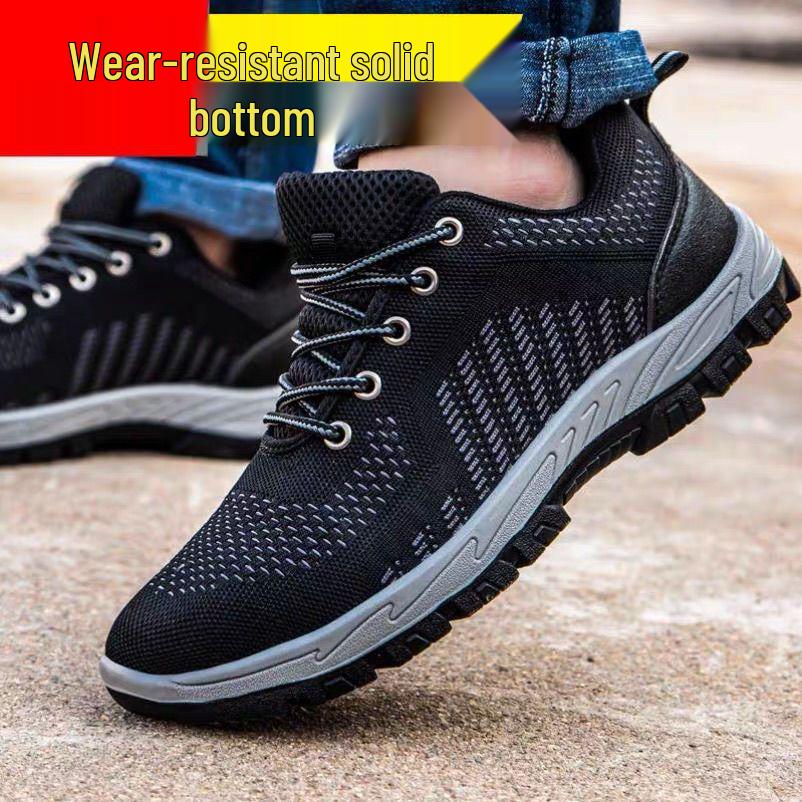 Unisex Summer Steel Toe Work Shoes, Breathable, Anti-Smash, Anti-Puncture, Lightweight Fly-Knit, Wear-Resistant Safety Footwear.