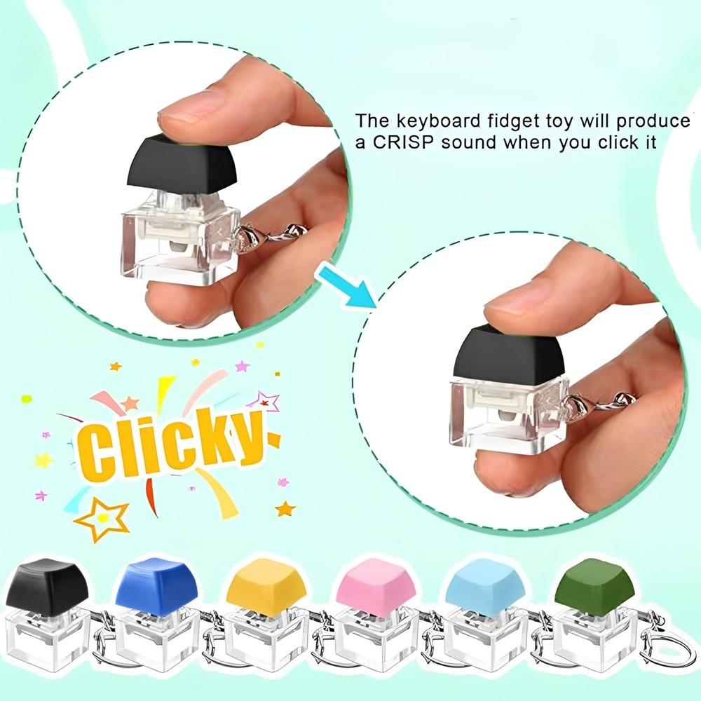 No Lights Fidget Keychain DIY Keyboard Clicker Toy Relaxing Pinch Toy
