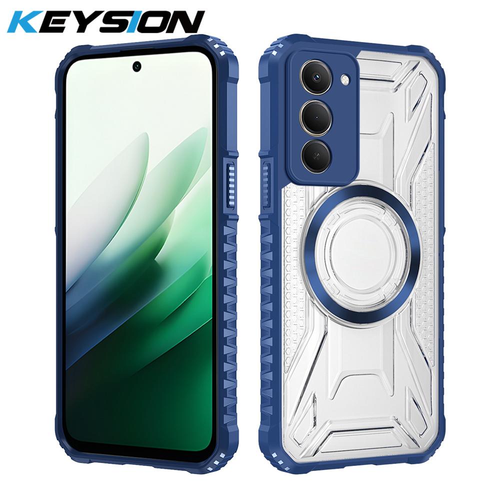 

KEYSION Прозрачный магнитный чехол для Redmi 15 169.5mm 171mm Силикон+ПК Ударопрочный чехол для телефона повышенной прочности для Redmi 15 5G for Redmi 15 169mm синий
