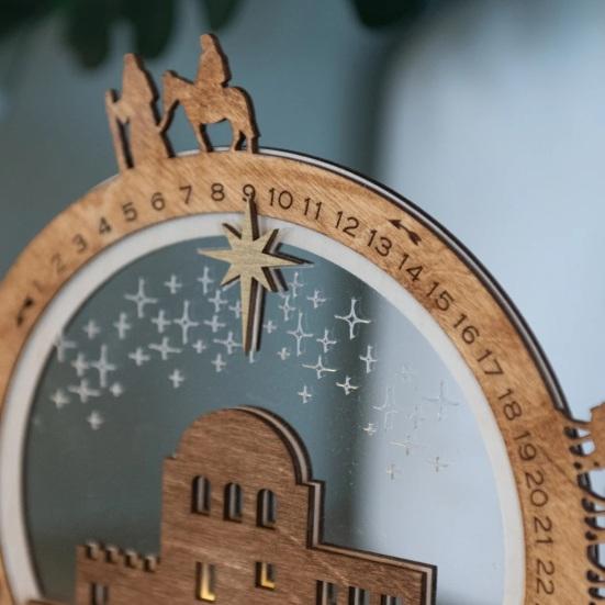 Odpočítávací ozdoba s betlémem, Vánoční osvětlený betlémový střed, Vzkříšení Ježíše, Velikonoční ozdoba pro vnitřní stolní krbovou římsu