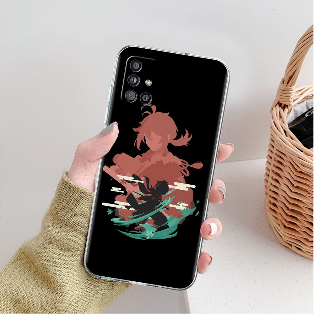 

Прозрачный чехол для Samsung Galaxy A52 A12 A51 A32 A21s A71 A32 A22 50 A70 A31 A72 5G, чехол для телефона аниме Genshin Impact Samsung A53 5G