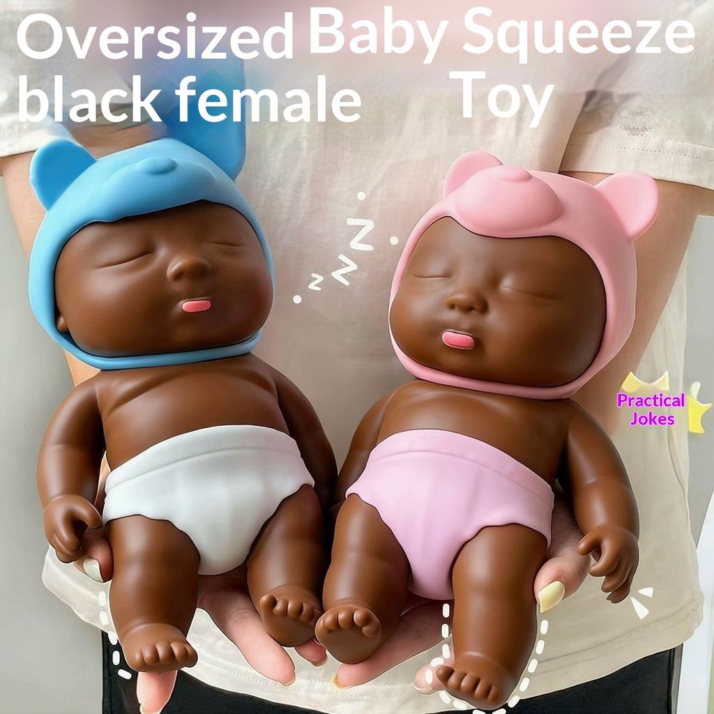 26cm Extra-Large Natasha Internet-Famous Black Doll Squeeze Toy Stress-Relief Palm-Sized TPR Slow-Rebound Prank Gift