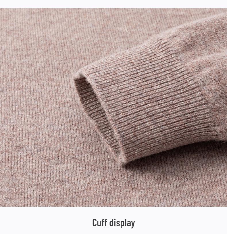 Men’s Autumn-Winter Pure Wool Machine Washable Sweater, Thickened, Half-High Collar, Warm Base Layer