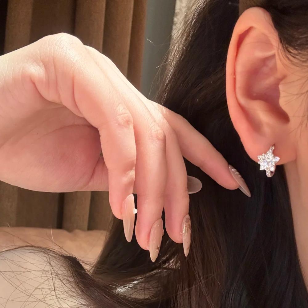 Star Zircon Earrings Minimalist Design Small Hoop Earrings for Women Elegant Ear Cuff Ear Clip