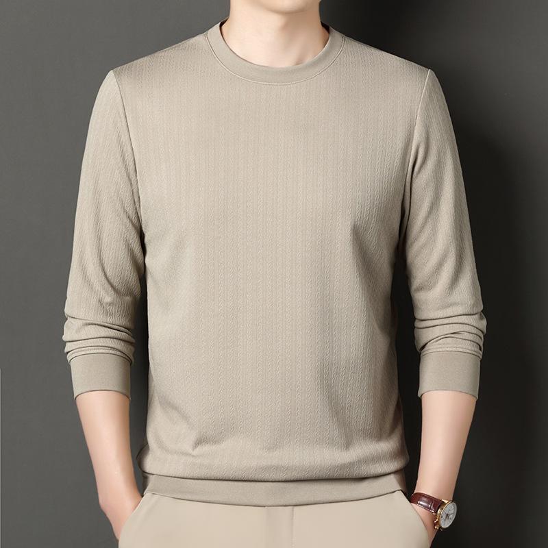 Autumn New Long-sleeved T-shirt Men's Round Neck Bottoming Shirt Solid Color Trendy Brand Korean Style Fashion Versatile Top