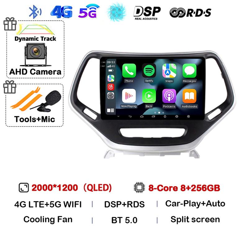 Android 14 Carplay Auto WIFI+4G Pentru Jeep Cherokee 5 KL 2014 2015 2016 2017 2018 GPS Radio Auto Multimedia Player Video Stereo