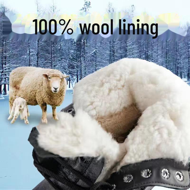 Pánské zimní vlněné kožené bojové boty s ocelovou špičkou a podrážkou – Hřejivé boty Martin s podšívkou ze sametu s vojenským háčkem pro bezpečnost.