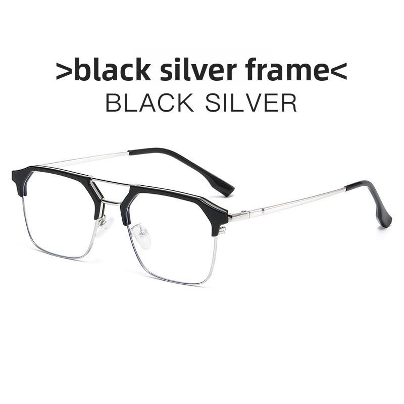 Retro Metal Double Beam Blue Light Blocking Flat Glasses For Men And Women