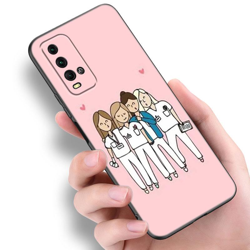 Cartoon Medizin Arzt Krankenschwester Handyhülle Für Xiaomi Redmi Note 5 6 9T K20 K40 K50 Pro 7A 8A 9A 9C 9i 10A 10C A1 S2 Schwarze Hülle