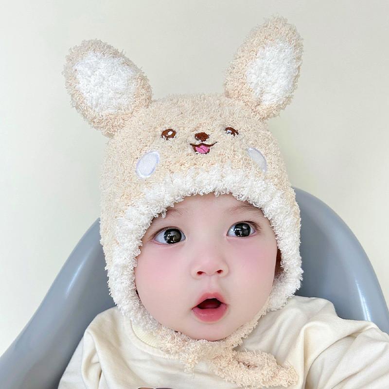 

Fashionable Baby Knit Beanie Winter Newborn Infant Warm Plush Hat Boys Girls Children Ear Protection Cap бежевий