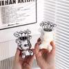 Ceramic Bear Jar with Stainless Steel Fruit Forks - Light Luxury Cutlery Set
