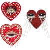 INFUNLY 3pcs Evil Eyes Beaded Patches Rhinestone Applique Patches Sequin Applique Sew on Crystal Heart Patch Red Heart Embroidery Patch for Clothing